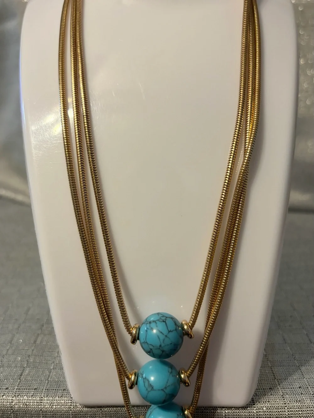 Alfani Gold-Tone Multi-Strand Necklace with Turquoise Beads
